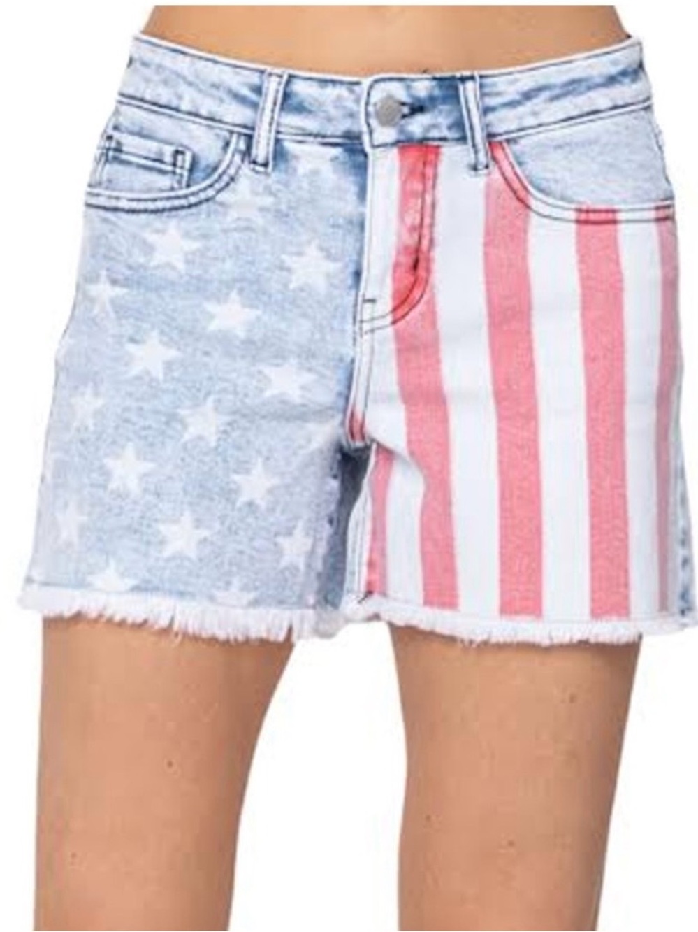 NWT Judy Blue High Waist Fray Hem Cut Off Shorts USA Stars & Stripes Size Small
